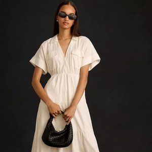 Maeve Short-Sleeve V-Neck Tiered Maxi Dress